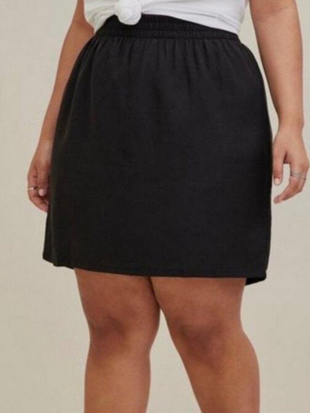 torrid Black Mini Skirt Women's Size 00 Gathered Elastic-Waist Linen Blend